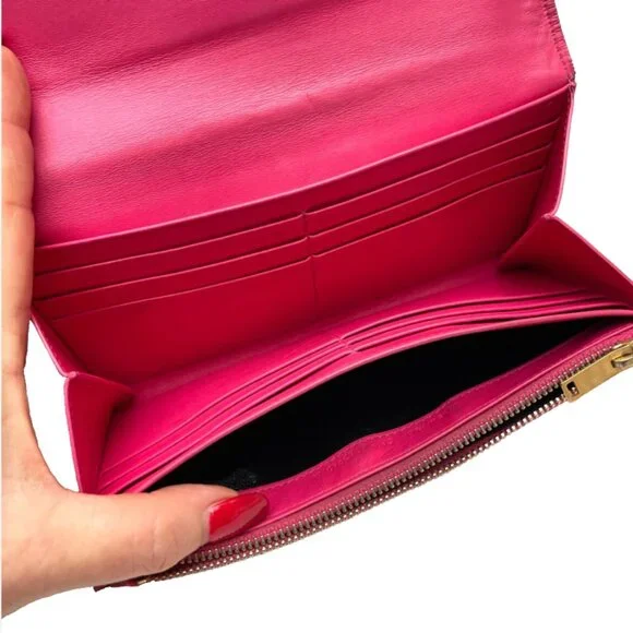 Yves Saint Laurent Pink caviar Leather Bi-fold Long Wallet - Picture 3 of 15